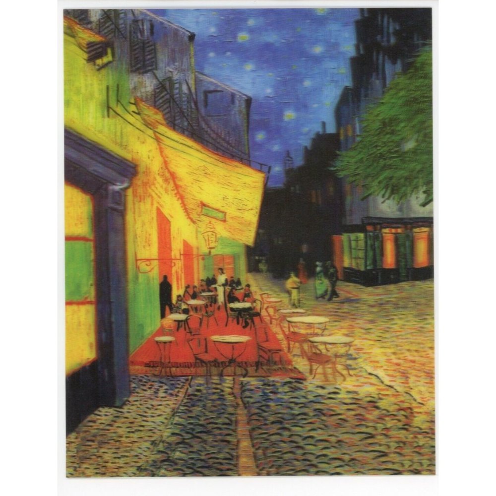 Cafe Terrace at Night by Vincent Van Gogh Art Photo Print 8" x 10" Lenticular 3D